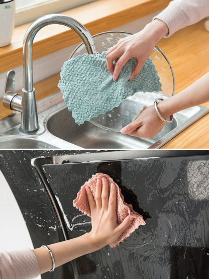 Double-Sided Household Coral Fleece Lint-Free Handy Gadget Dishcloth