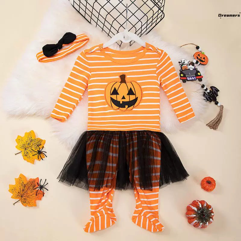 Baby Girl Halloween Clothing Newborn Baby Skeleton Jumpsuit Cos Pumpkin Clothes Long Sleeves Party Manufacturer