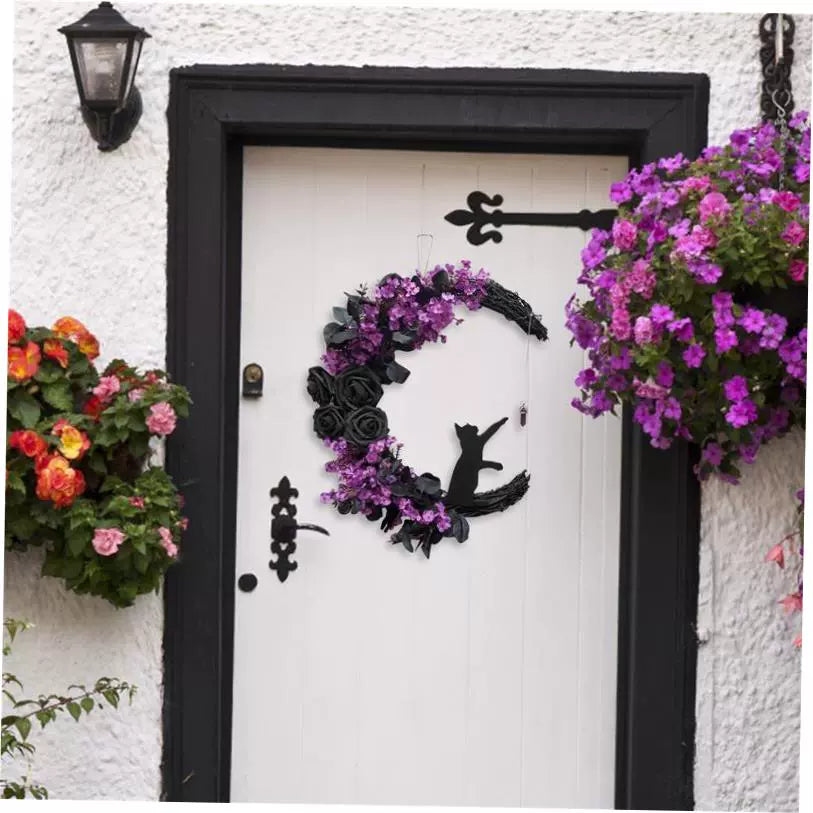 Halloween Wreath Door Hanging Imitation Rattan Circle Halloween