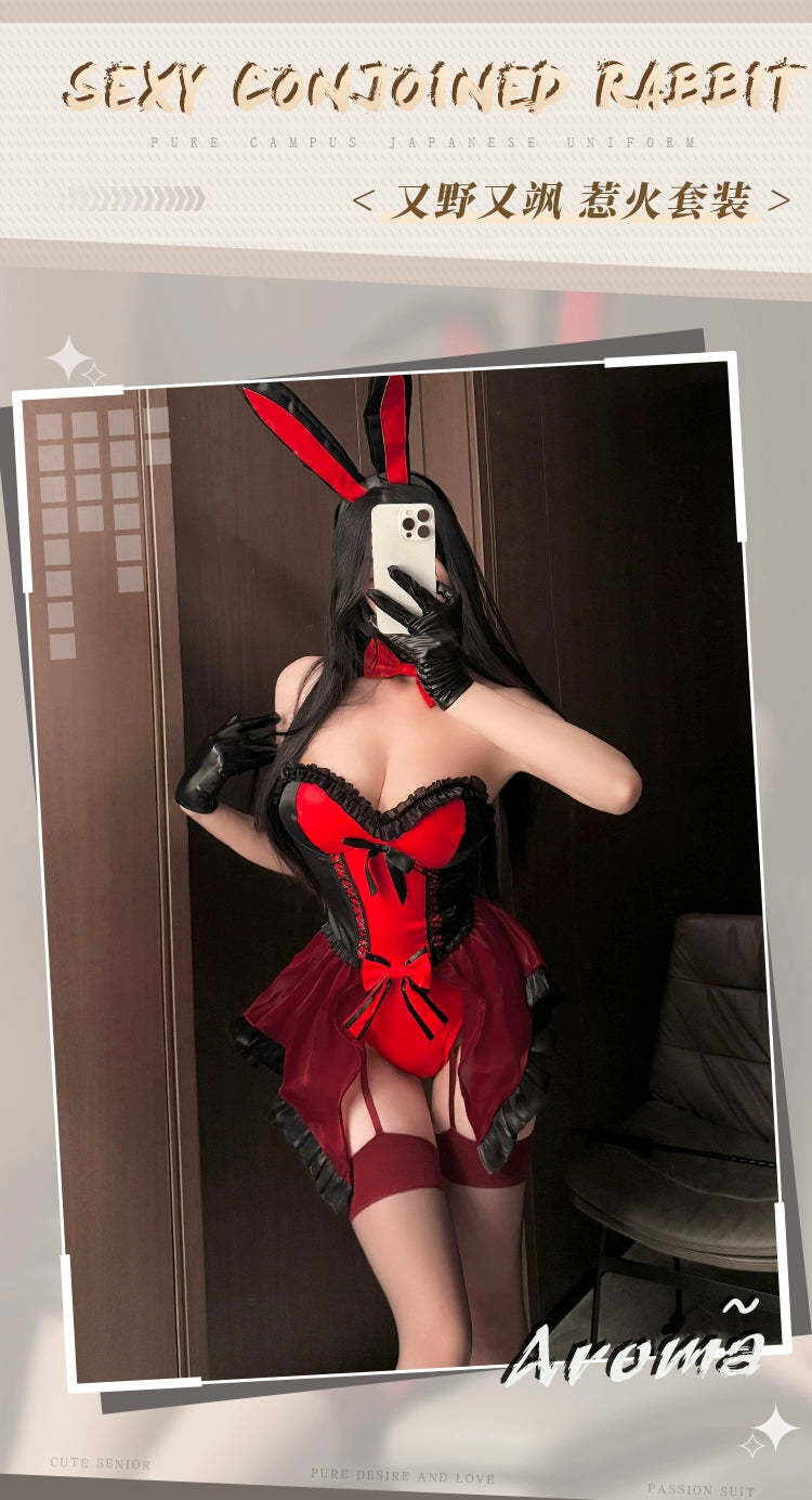 Bunny Uniform Suit Sexy Pure Desire Halloween Patent Leather Cosplay Rabbit Nightclub Qqny