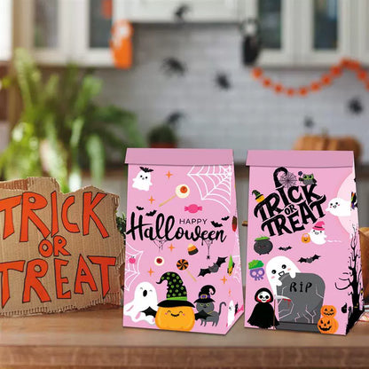 Halloween Candy Bag Snack Paper Bag Small Gift Packaging Folding Pocket Cute Funny Sealed Sticker Decoration Props