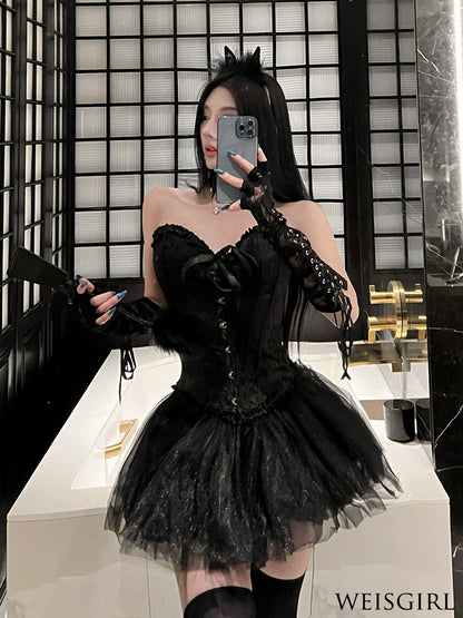 Adult Lady like Woman Cosplay Halloween Cat Maid Uniform