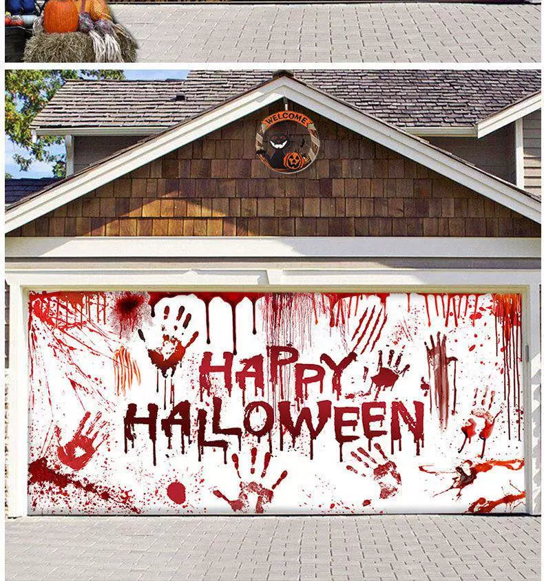 Halloween Pumpkin Garage Door Background Fabric