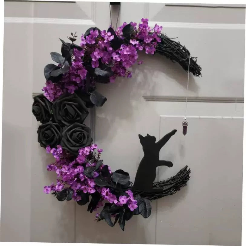 Halloween Wreath Door Hanging Imitation Rattan Circle Halloween