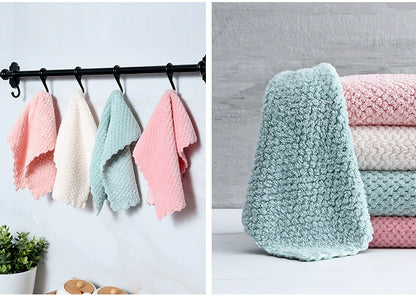 Double-Sided Household Coral Fleece Lint-Free Handy Gadget Dishcloth