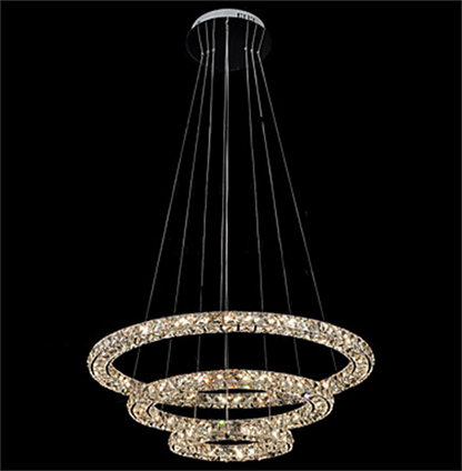 Modern Minimalist Toroidal Led Three-Sided Crystal Chandelier Lamp in the Living Room Restaurant Bedroom Light Circle-Shaped Lamp Lighting