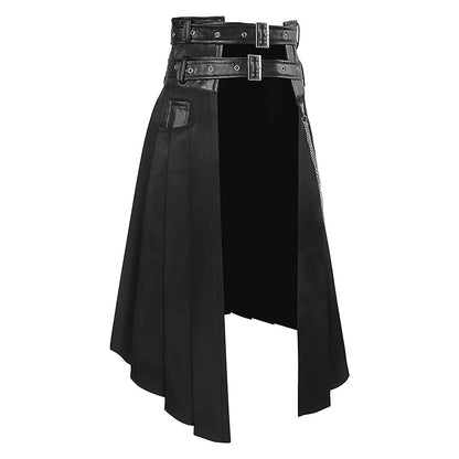 Medieval Pleated Men's Skirt Fashion Dark Punk & Rock Ashes Series Gothic Asymmetric Skirt Halloween