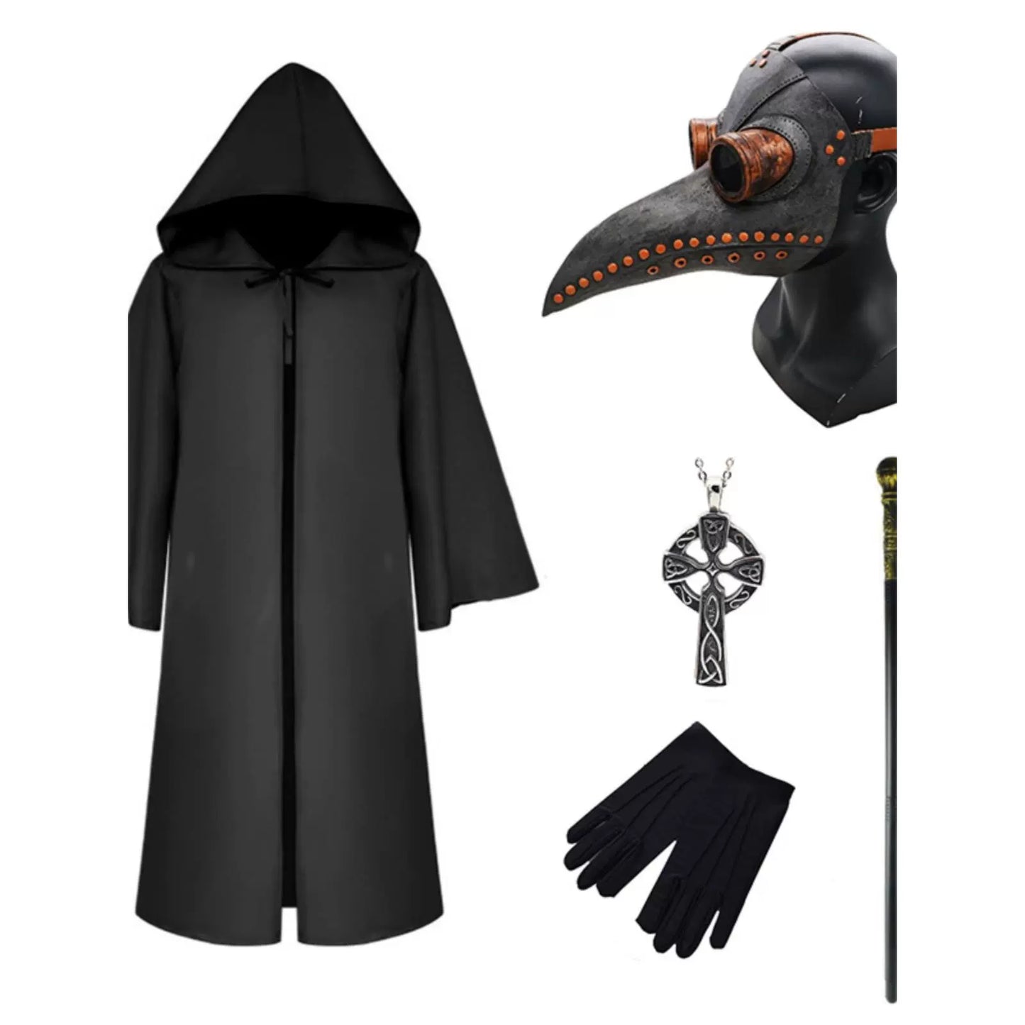 Halloween Costume Medieval Steampunk Cosplay Plague Doctor Beak Mask Costume Party Ball