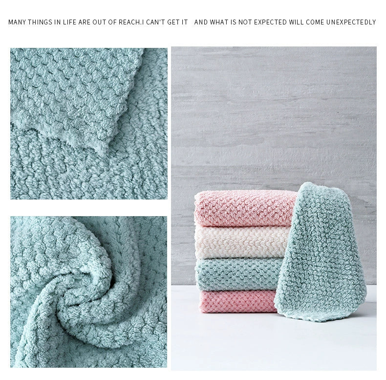 Double-Sided Household Coral Fleece Lint-Free Handy Gadget Dishcloth