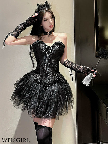 Adult Lady like Woman Cosplay Halloween Cat Maid Uniform