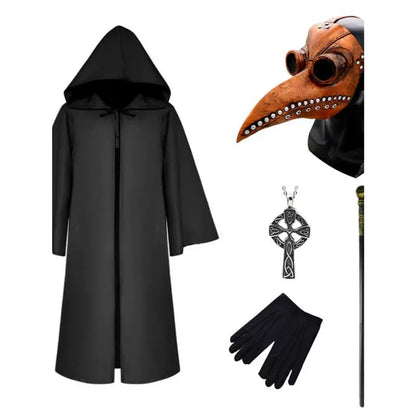 Halloween Costume Medieval Steampunk Cosplay Plague Doctor Beak Mask Costume Party Ball