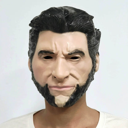 Halloween Wolf Uncle Mask the Wolverine Character Head Cover Black Hair Beard Men Funny Face Performance Party Props