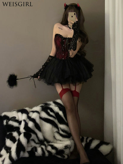 Adult Lady like Woman Cosplay Halloween Cat Maid Uniform