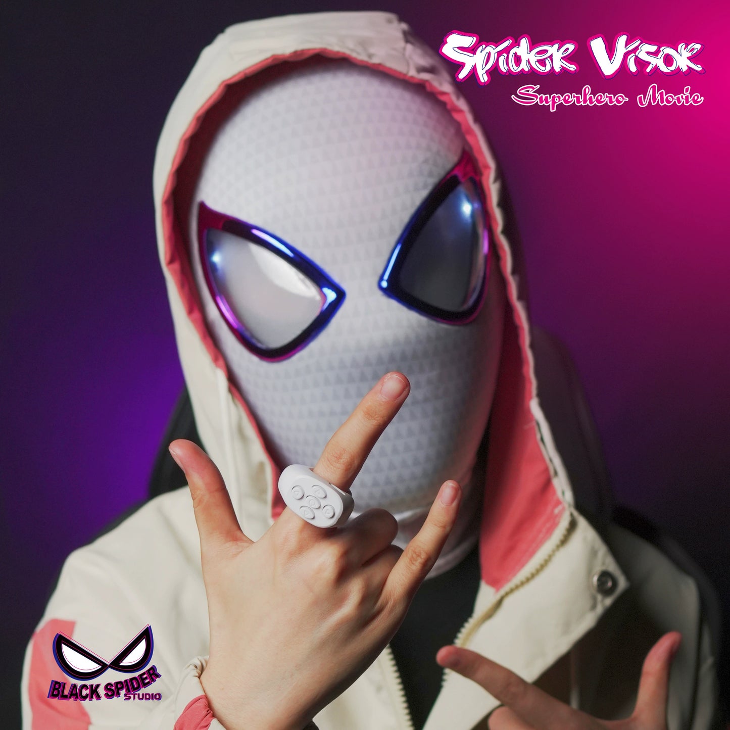 Myers Laser Eye Electric Spider-Man Headgear Eye Movable Blink Halloween Boyfriend Gift