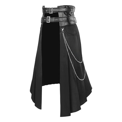 Medieval Pleated Men's Skirt Fashion Dark Punk & Rock Ashes Series Gothic Asymmetric Skirt Halloween