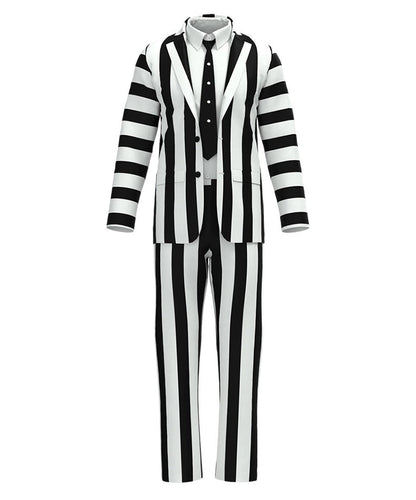 Halloween Costume Red Black and White Stripes Suit Beetlejuice 2 Beetlejuice Cosplay Clothes