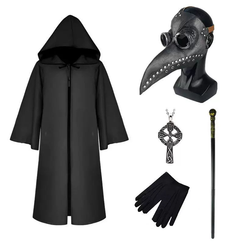 Halloween Costume Medieval Steampunk Cosplay Plague Doctor Beak Mask Costume Party Ball