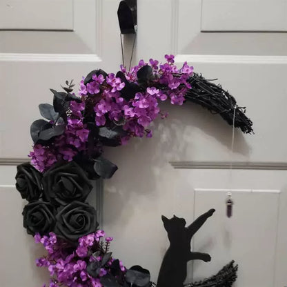 Halloween Wreath Door Hanging Imitation Rattan Circle Halloween