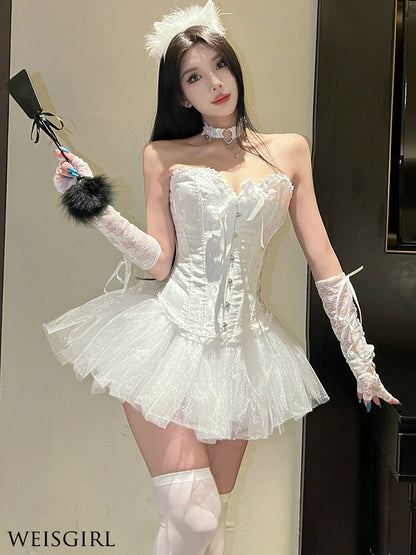 Adult Lady like Woman Cosplay Halloween Cat Maid Uniform