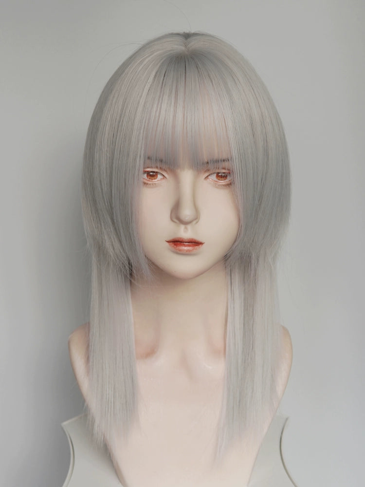 Silver White Jellyfish Head Wolf Tail Anchovy Secondary Wig