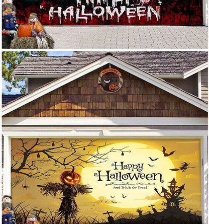 Halloween Pumpkin Garage Door Background Fabric