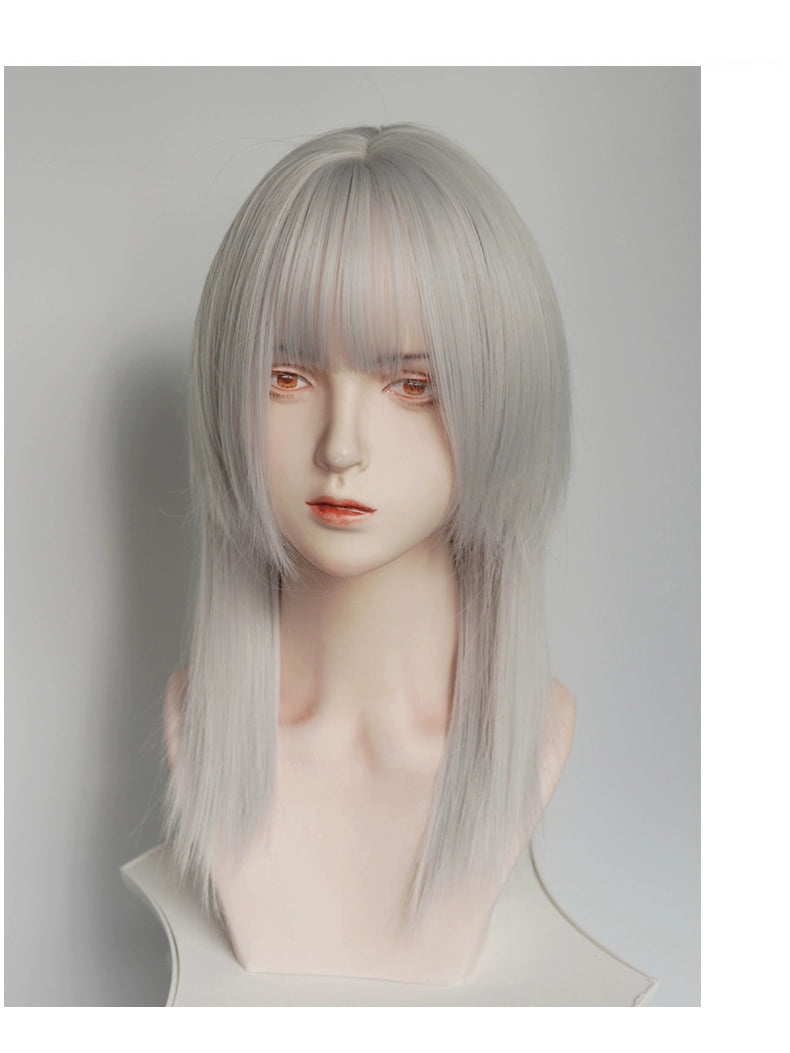 Silver White Jellyfish Head Wolf Tail Anchovy Secondary Wig