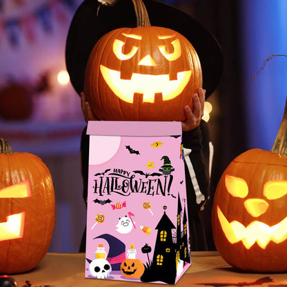 Halloween Candy Bag Snack Paper Bag Small Gift Packaging Folding Pocket Cute Funny Sealed Sticker Decoration Props