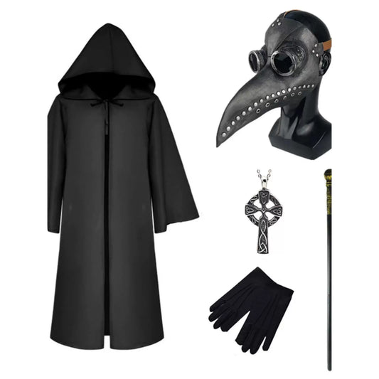 Halloween Costume Medieval Steampunk Cosplay Plague Doctor Beak Mask Costume Party Ball