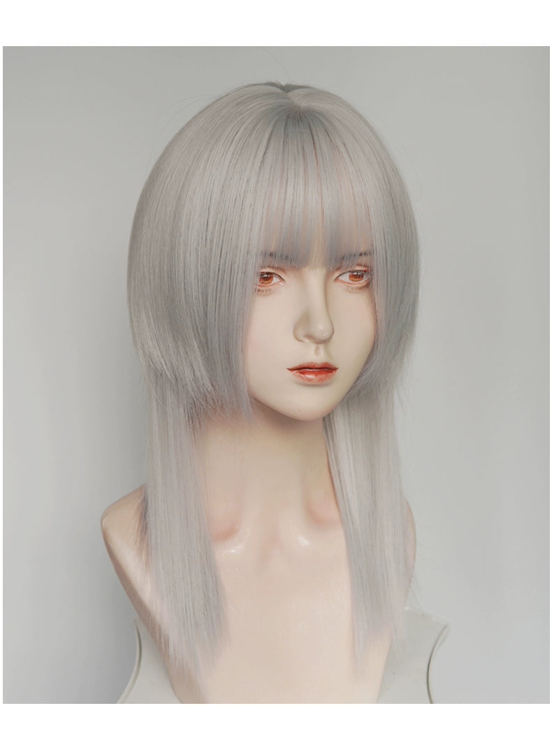 Silver White Jellyfish Head Wolf Tail Anchovy Secondary Wig