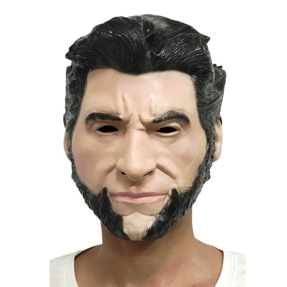 Halloween Wolf Uncle Mask the Wolverine Character Head Cover Black Hair Beard Men Funny Face Performance Party Props