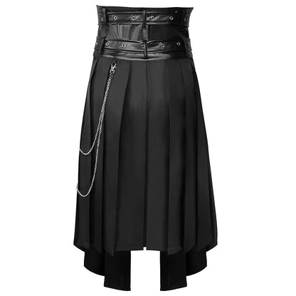 Medieval Pleated Men's Skirt Fashion Dark Punk & Rock Ashes Series Gothic Asymmetric Skirt Halloween