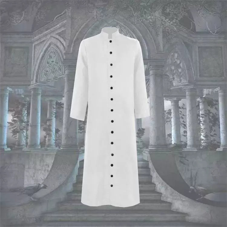 Halloween Cosplay Costume Medieval Friar Robe Wizard Costume Clerical Dress Church Priest Cos Costume