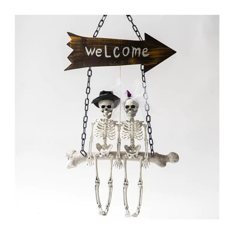 New Arrival Halloween Hanging Swing Chain Hanging Ghost Voice Control Lighting Skull Haunted House Horror Decoration Pendant Manufacturer