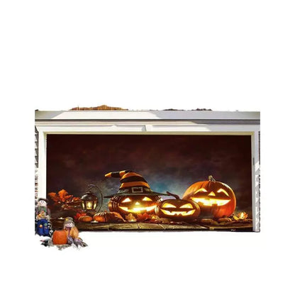 Halloween Pumpkin Garage Door Background Fabric