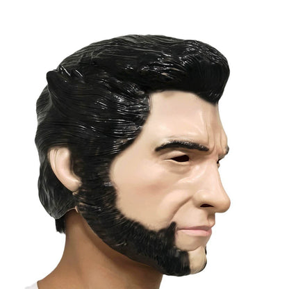 Halloween Wolf Uncle Mask the Wolverine Character Head Cover Black Hair Beard Men Funny Face Performance Party Props