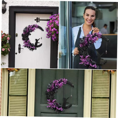 Halloween Wreath Door Hanging Imitation Rattan Circle Halloween