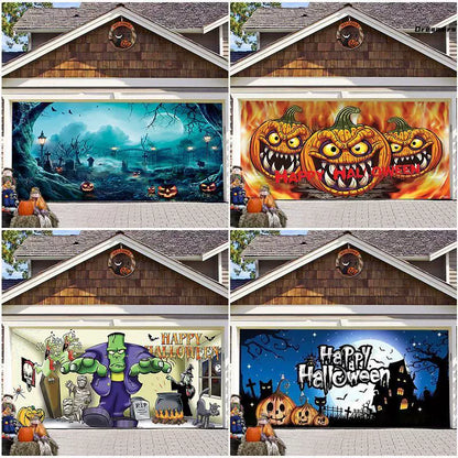 Halloween Pumpkin Garage Door Background Fabric