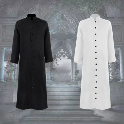 Halloween Cosplay Costume Medieval Friar Robe Wizard Costume Clerical Dress Church Priest Cos Costume