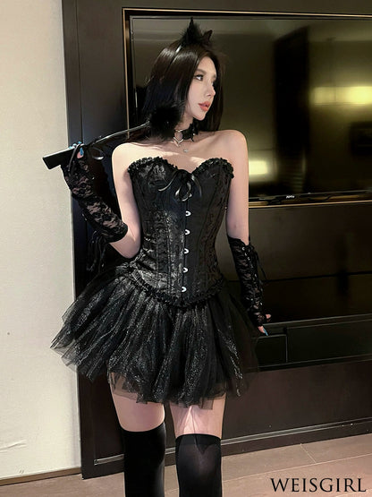 Adult Lady like Woman Cosplay Halloween Cat Maid Uniform