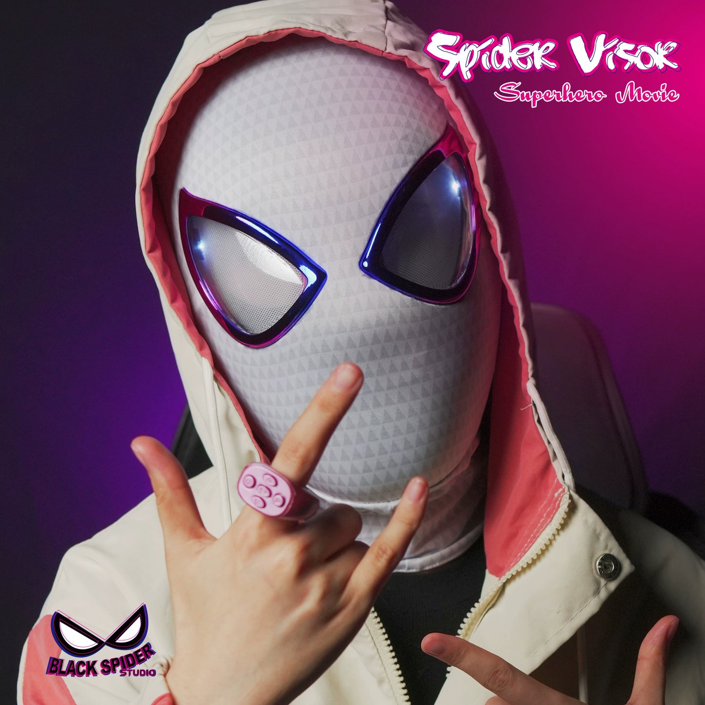 Myers Laser Eye Electric Spider-Man Headgear Eye Movable Blink Halloween Boyfriend Gift