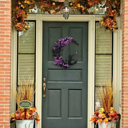 Halloween Wreath Door Hanging Imitation Rattan Circle Halloween