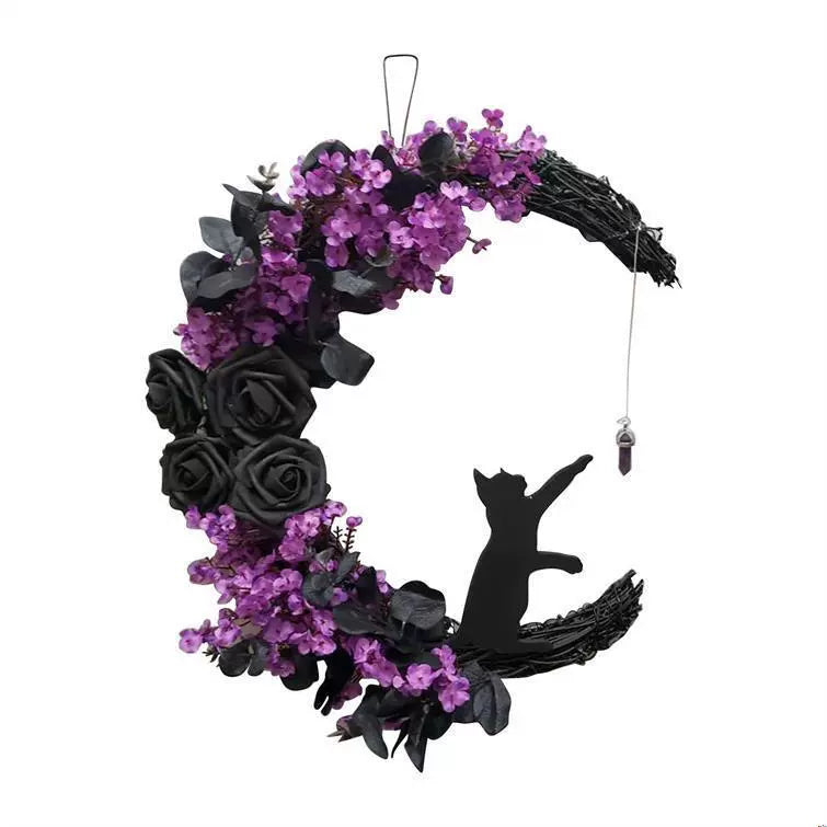 Halloween Wreath Door Hanging Imitation Rattan Circle Halloween