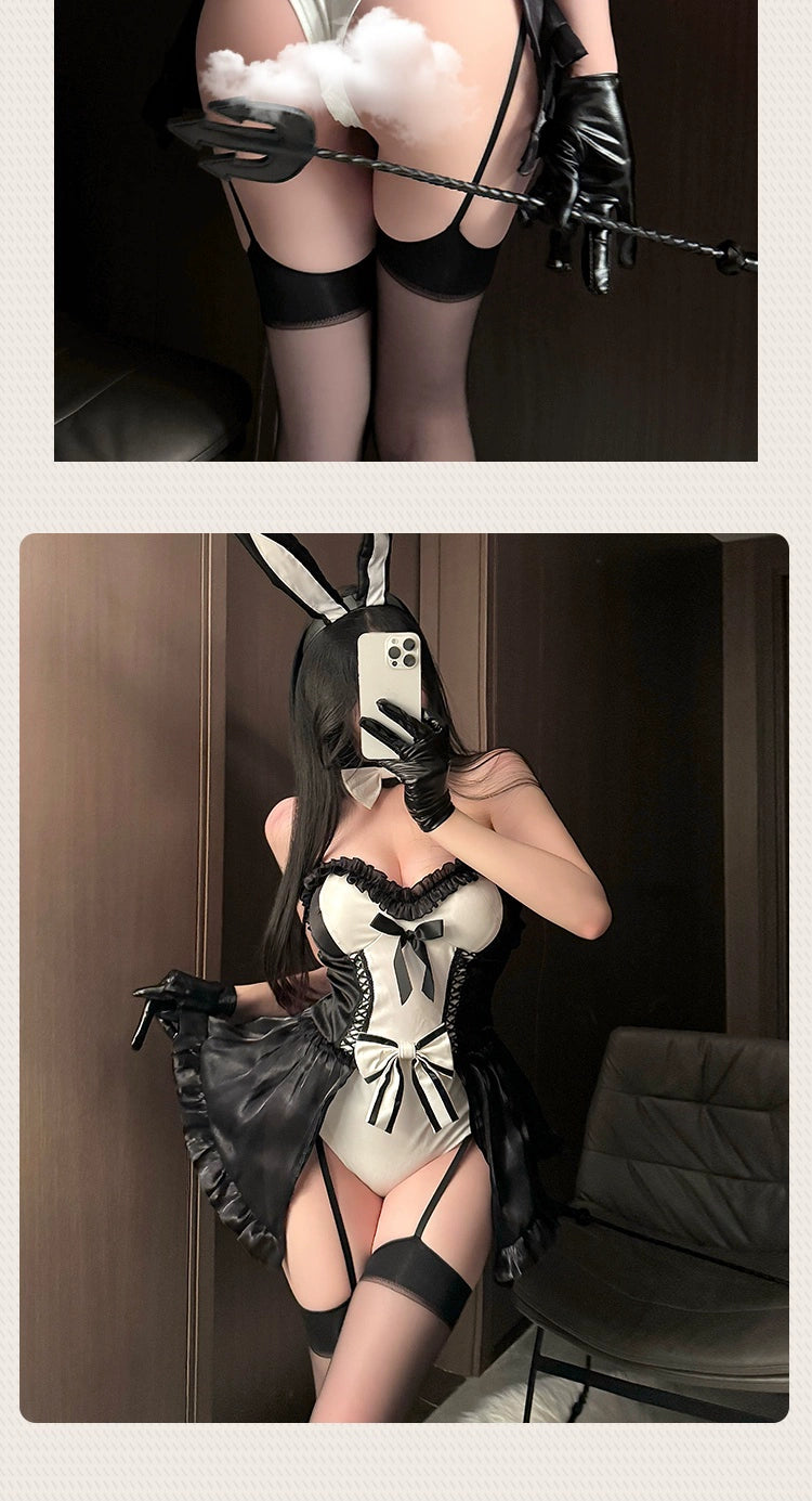 Bunny Uniform Suit Sexy Pure Desire Halloween Patent Leather Cosplay Rabbit Nightclub Qqny