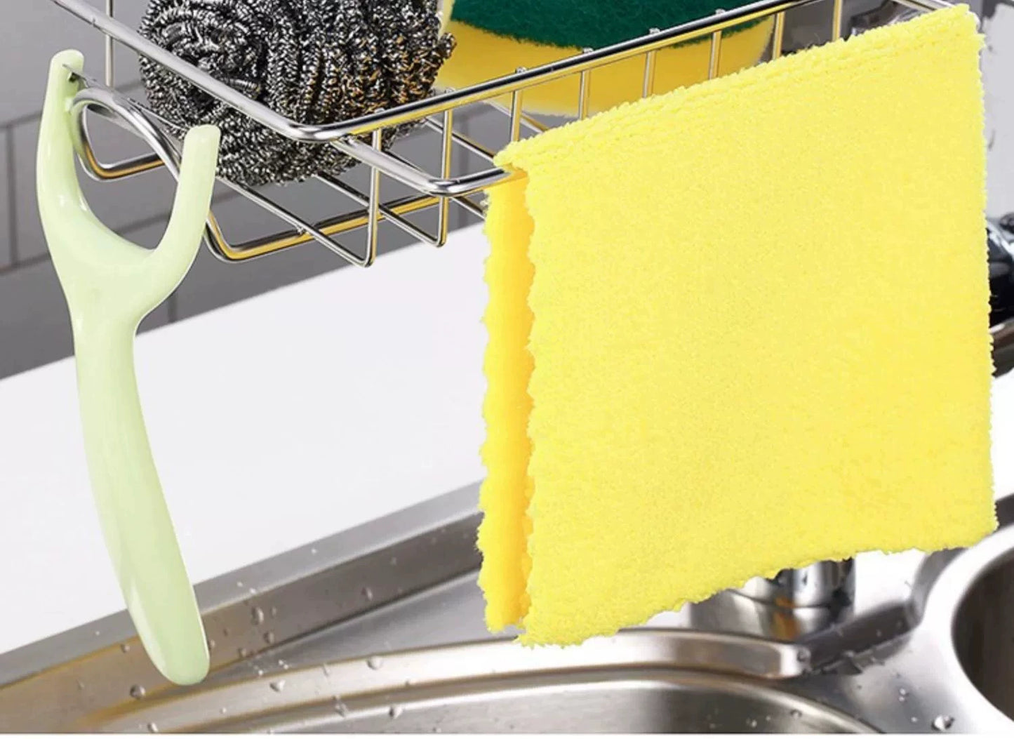 Stainless Steel For Home Sponge and Cloth Racks Hanging on a Faucet