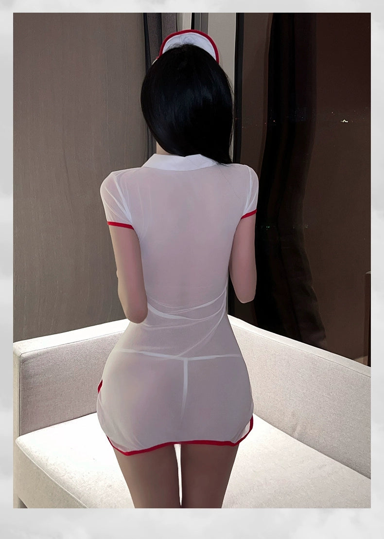 Sexy Pure Desire Nurse Doctor Cosplay Uniform Suit White Angel Halloween Sexy Night Club Dress