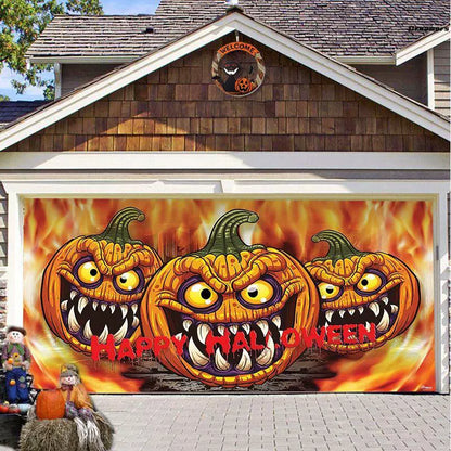 Halloween Pumpkin Garage Door Background Fabric