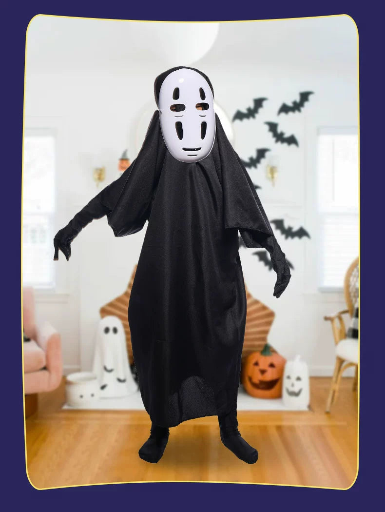 Halloween Costume Kids Adult No Face Man Mask Masquerade Show Cos Costume Horror Demon Ghost