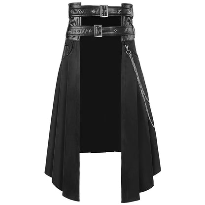 Medieval Pleated Men's Skirt Fashion Dark Punk & Rock Ashes Series Gothic Asymmetric Skirt Halloween