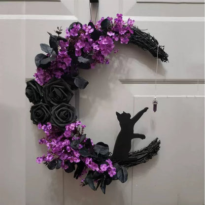 Halloween Wreath Door Hanging Imitation Rattan Circle Halloween