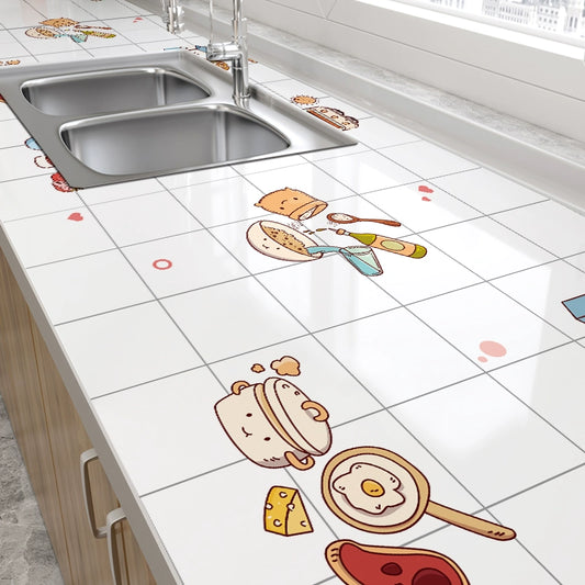 Cooking Bench Oil-Proof Stickers High Temperature Resistant Marble Kitchen